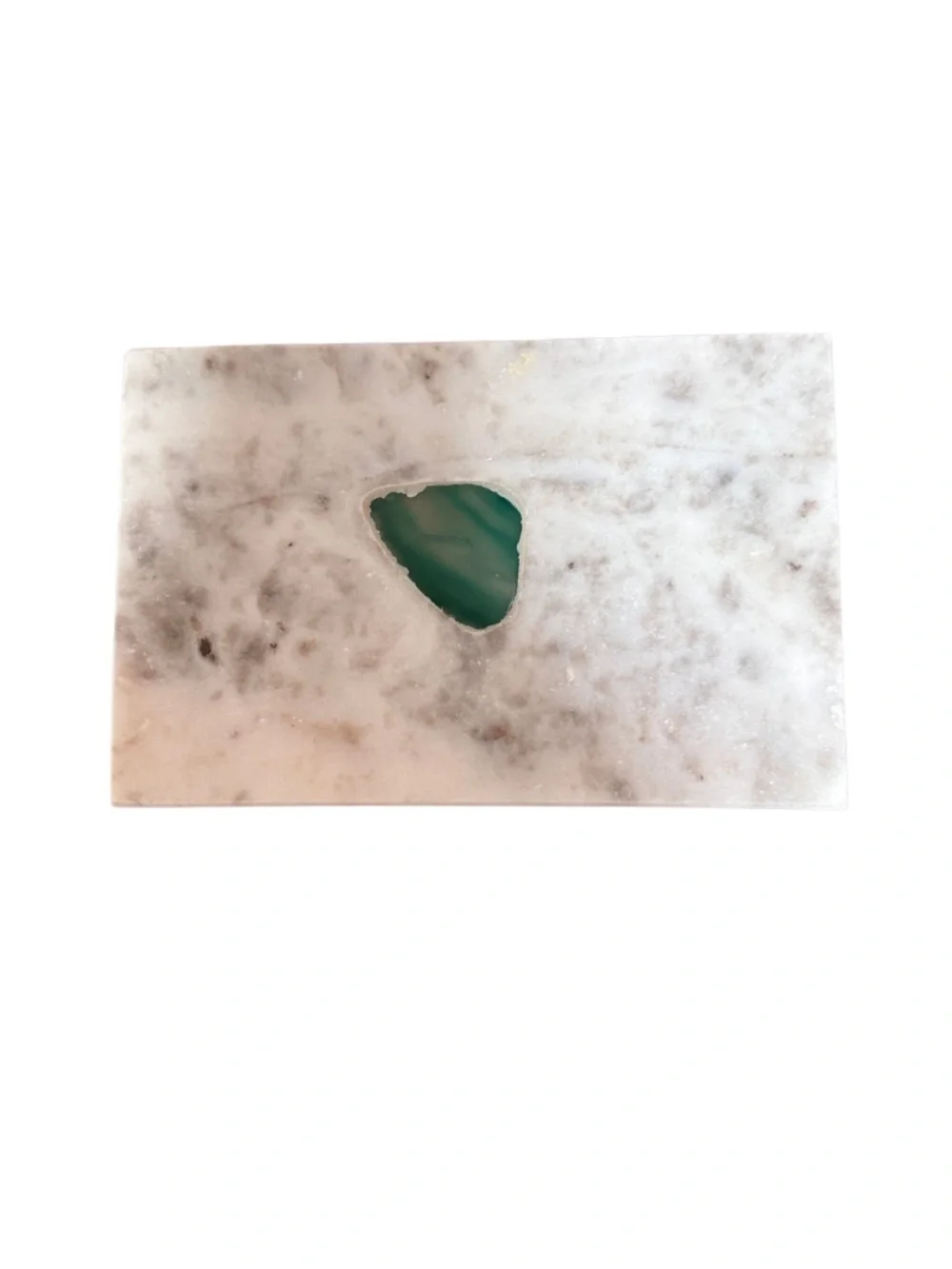 NEW Two's Company Tozai WHITE MARBLE BOXES SET WITH AGATE - Green